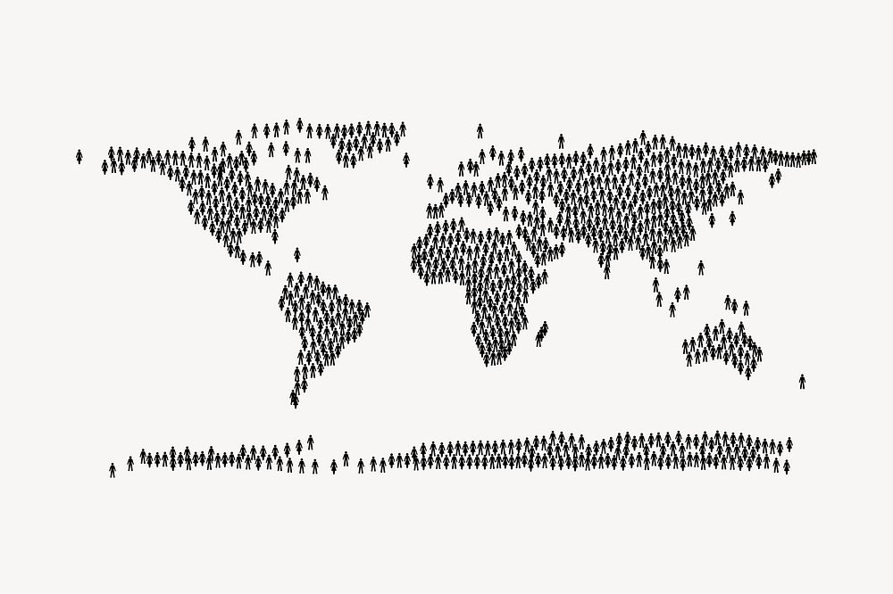 World map clipart, geography illustration vector. Free public domain CC0 image.