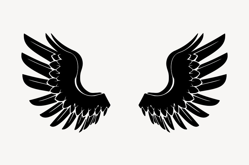 Angel wings clipart, decorative illustration vector. Free public domain CC0 image.