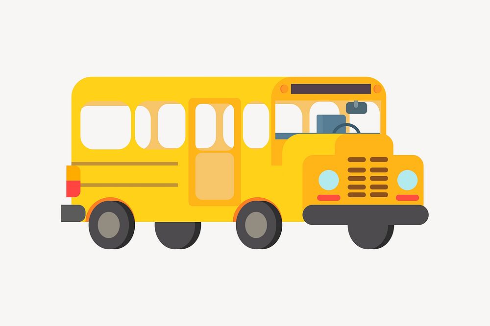 School bus sticker, transportation illustration psd. Free public domain CC0 image.