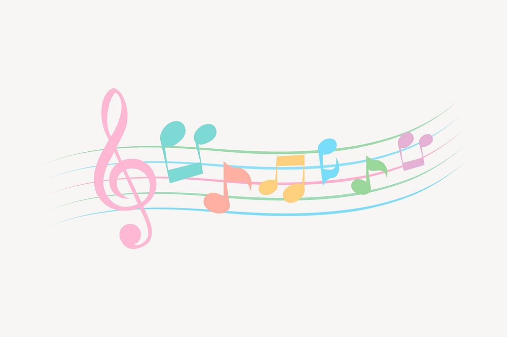 Musical notes sticker, colorful illustration psd. Free public domain CC0 image.