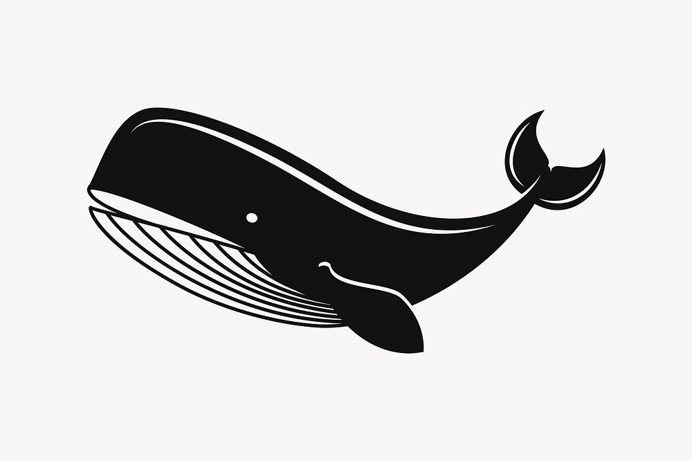 Cartoon whale sticker, sea life illustration psd. Free public domain CC0 image.