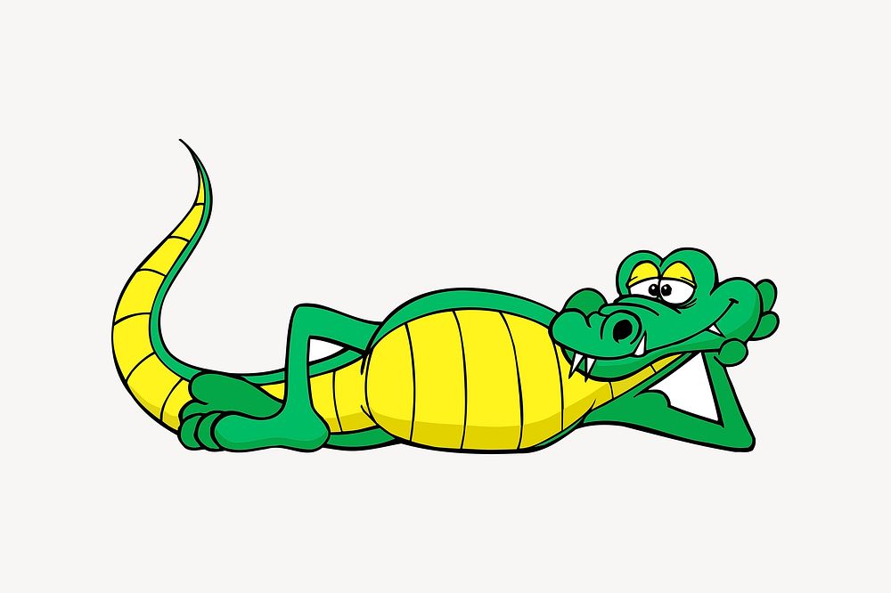 Cartoon crocodile sticker, animal illustration psd. Free public domain CC0 image.