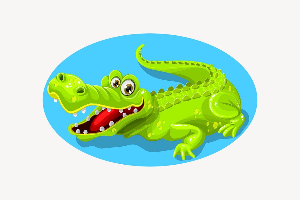 Smiling crocodile clipart, animal cartoon illustration psd. Free public domain CC0 image.