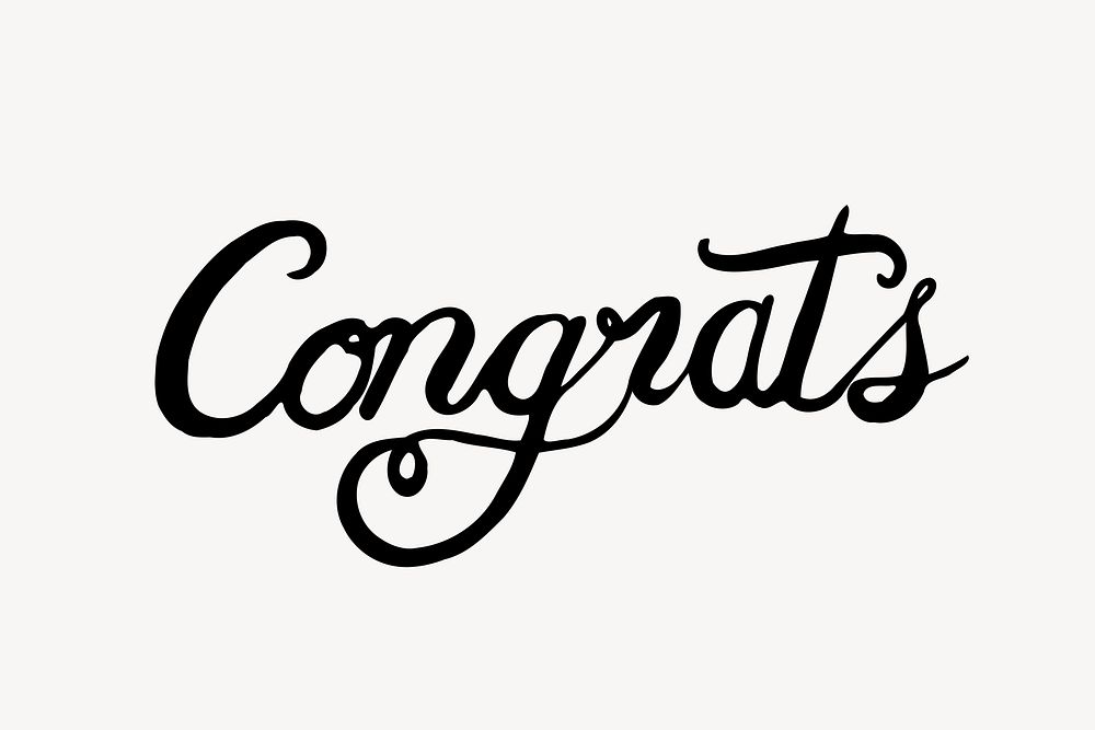 Congrats typography drawing, greeting message. Free public domain CC0 image.