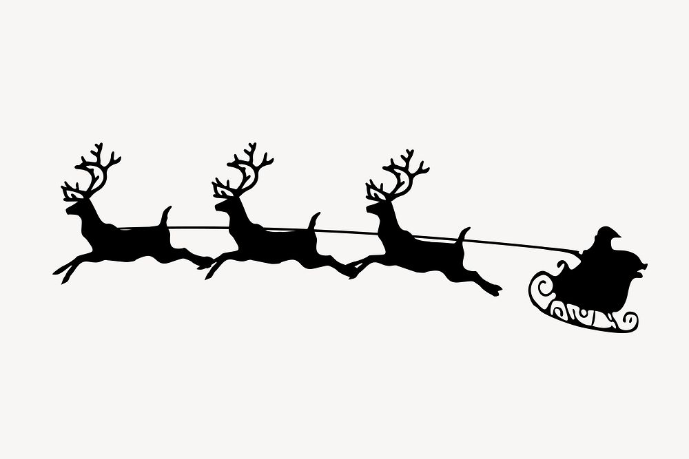 Santa sleigh drawing, Christmas illustration vector. Free public domain CC0 image.