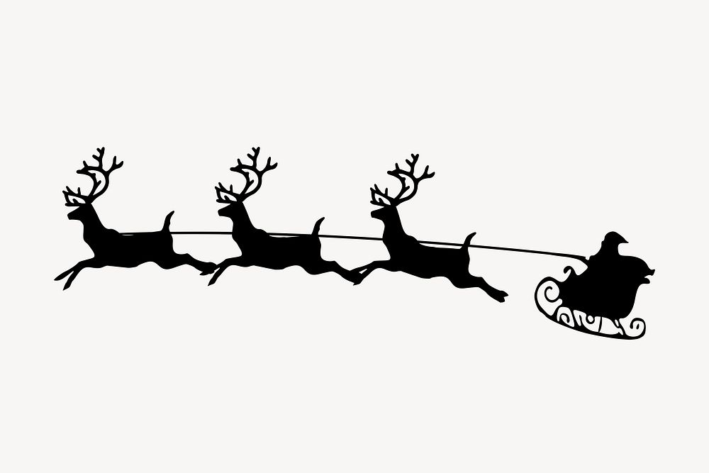 Santa sleigh drawing, Christmas illustration psd. Free public domain CC0 image.