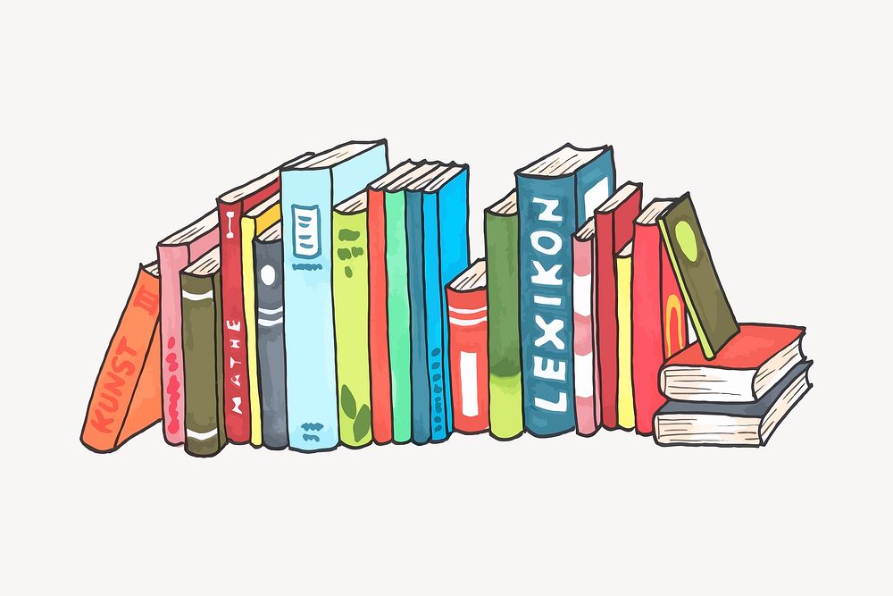 Colorful books sticker, stationery illustration vector. Free public domain CC0 image.