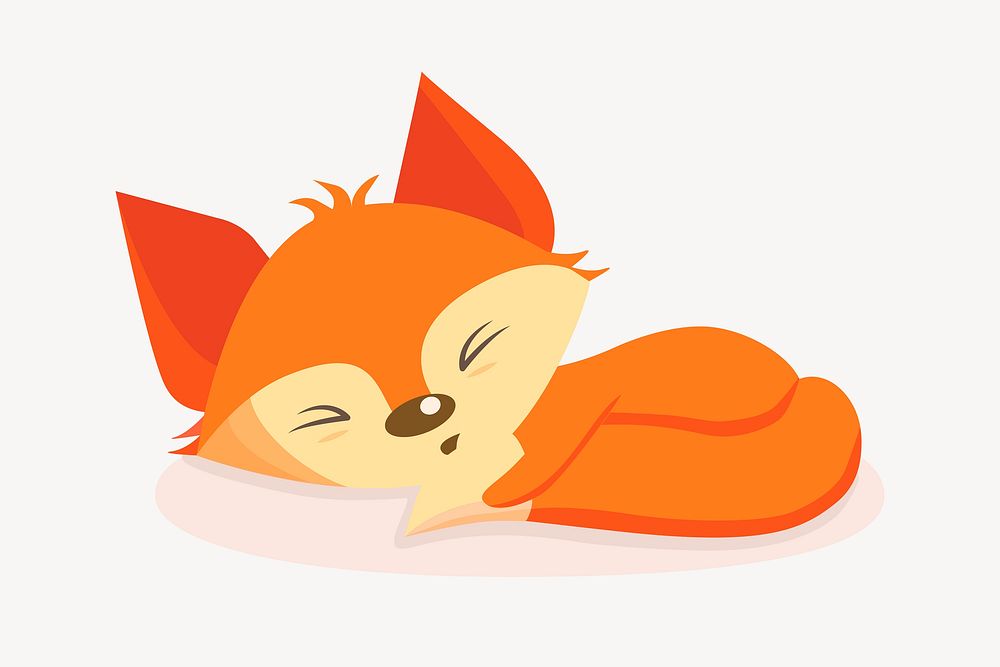Sleeping fox sticker, animal cartoon illustration vector. Free public domain CC0 image.