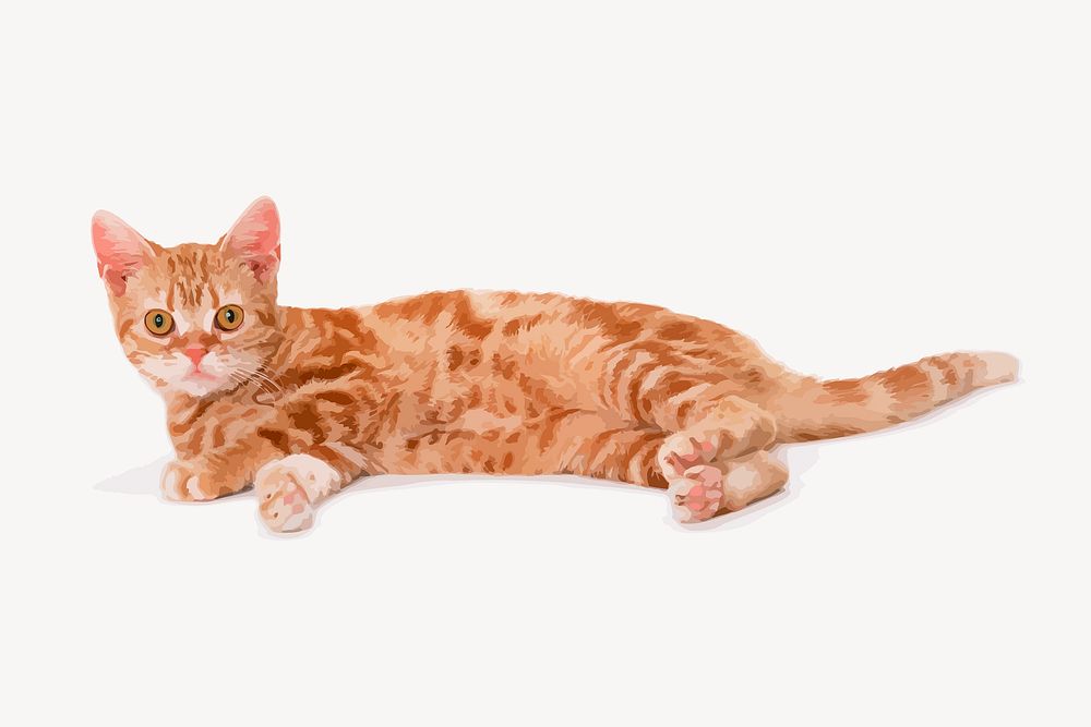 Ginger cat clipart, animal illustration psd. Free public domain CC0 image.