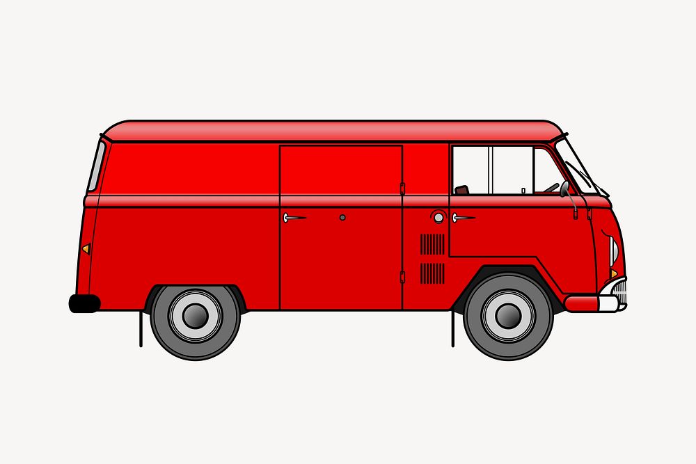 Red caravan clipart, vehicle illustration. Free public domain CC0 image.