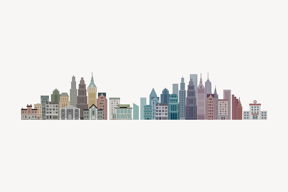 Cityscape sticker, architecture illustration vector. Free public domain CC0 image.