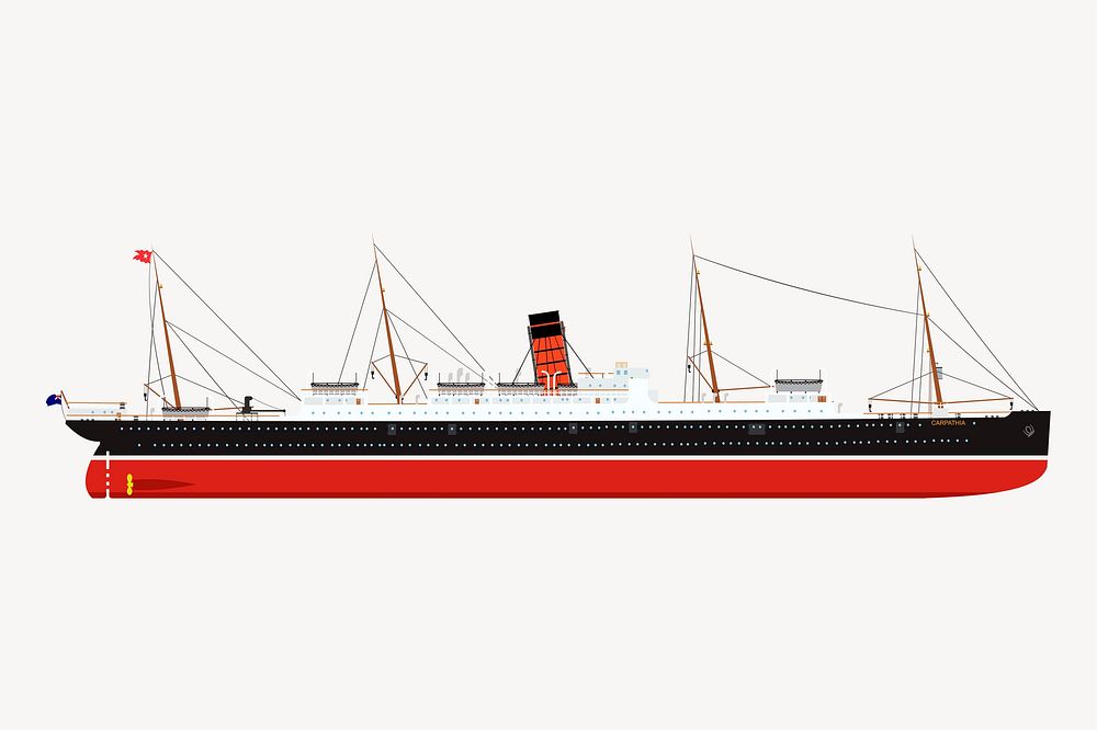 Ocean liner ship clipart, transportation illustration vector. Free public domain CC0 image.