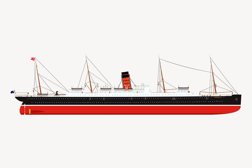 Ocean liner ship clipart, transportation illustration psd. Free public domain CC0 image.
