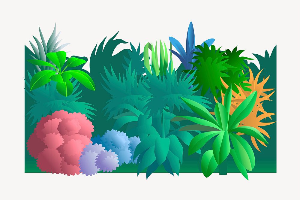 Bush clipart, colorful botanical illustration vector. Free public domain CC0 image.