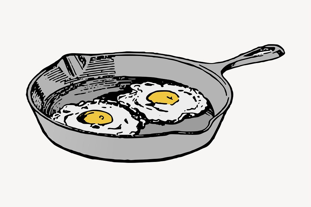 Fried eggs clipart, food illustration. Free public domain CC0 image.