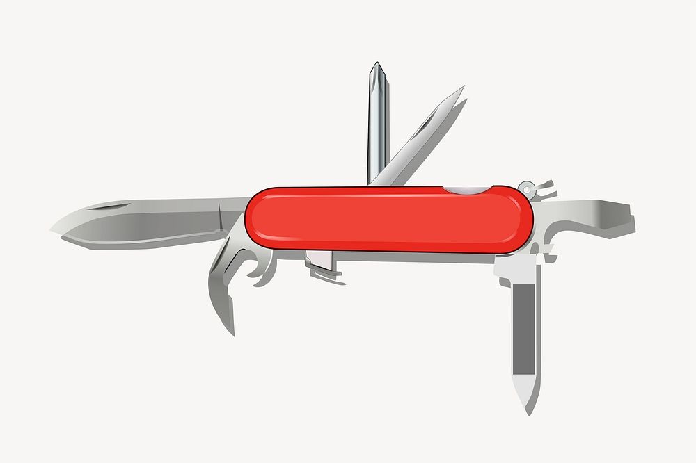 Swiss knife clipart, tool illustration psd. Free public domain CC0 image.