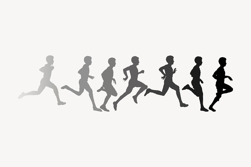 People running silhouette clipart, health illustration. Free public domain CC0 image.