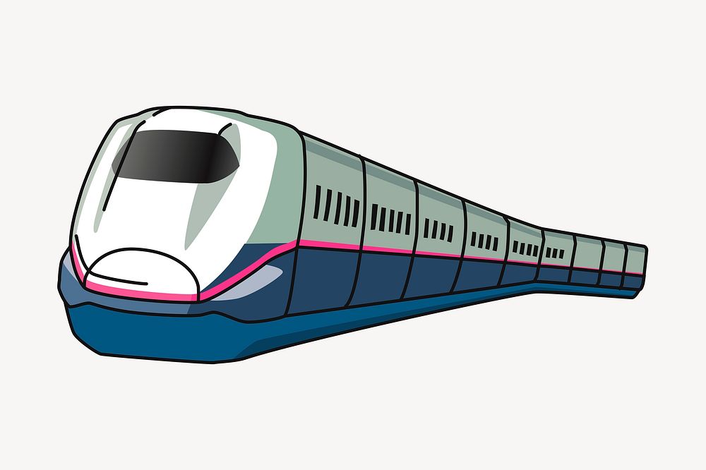 Shinkansen train clipart, transportation illustration vector. Free public domain CC0 image.