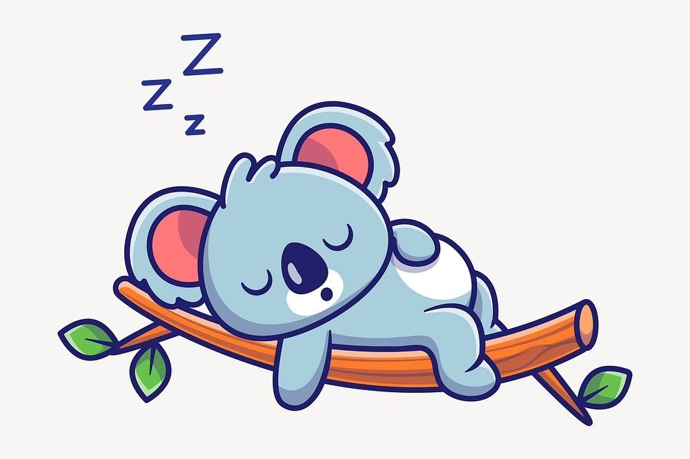 Sleeping koala clipart, animal cartoon illustration psd. Free public domain CC0 image.