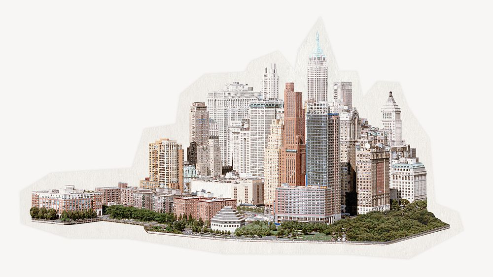 New York City on a rough cut paper effect design