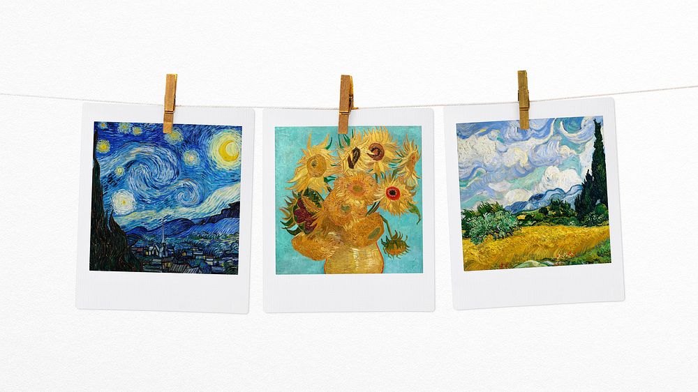 Vincent Van Gogh's famous paintings instant photos mood board, remixed by rawpixel