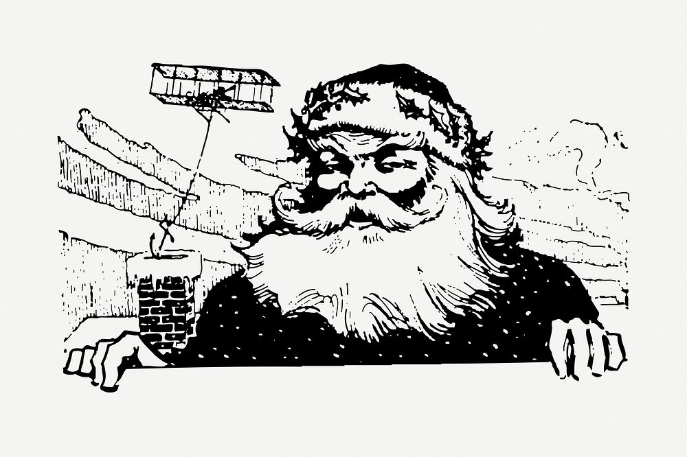 Santa Claus drawing, vintage Christmas illustration psd. Free public domain CC0 image.