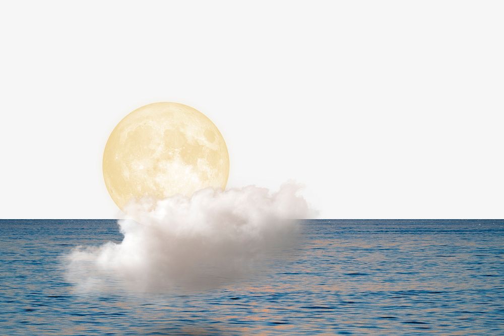 Full moon background, rising over a sea