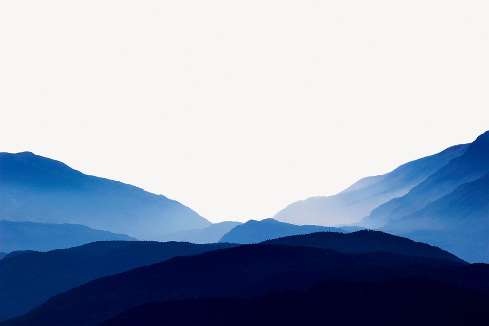 Blue mountain ranges background, silhouette nature