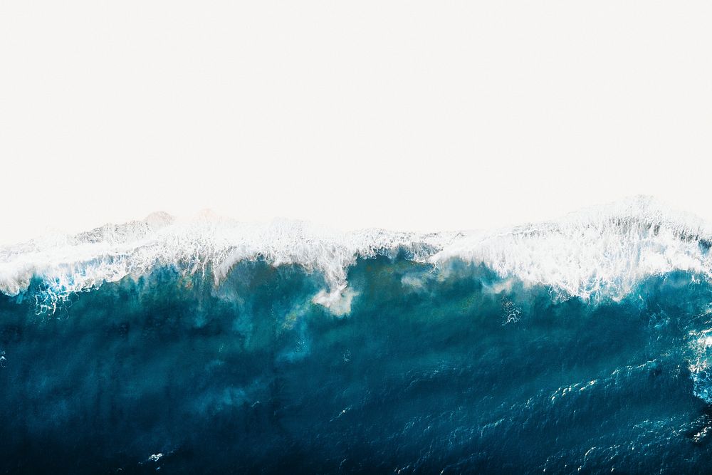 Blue ocean background, wave border collage element psd