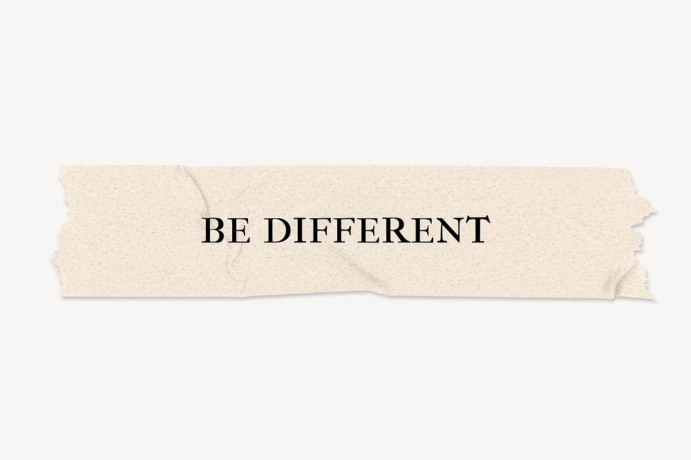 Be different word, paper tape collage element psd