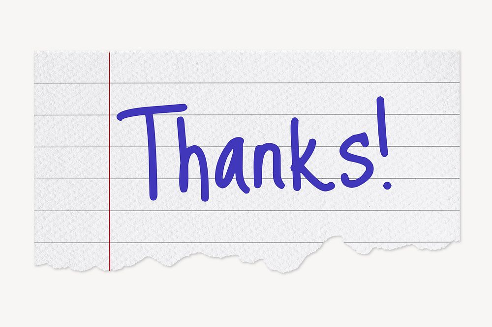 Thanks! word, lined note paper, stationery clipart