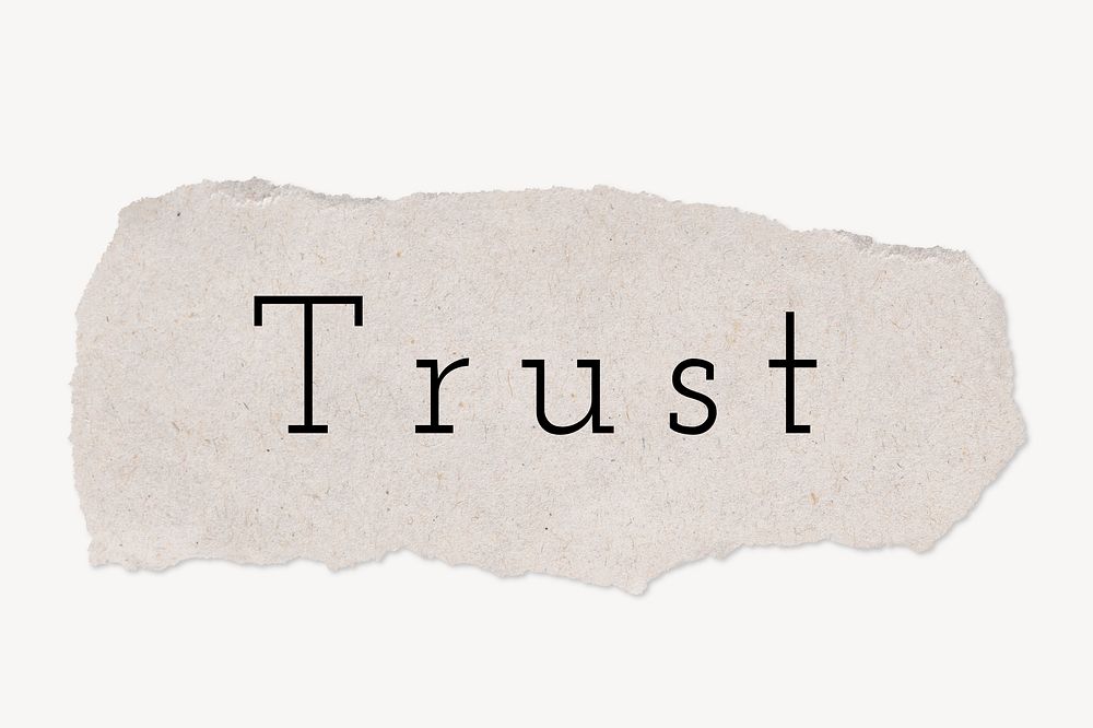 Trust word, ripped paper, beige clipart