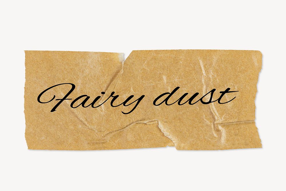 Fairy dust word, brown washi tape paper clipart