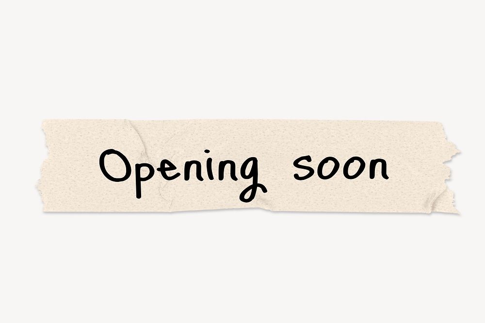 Opening soon word, paper tape clipart