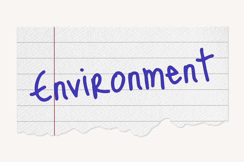 Environment word, lined note paper collage element psd