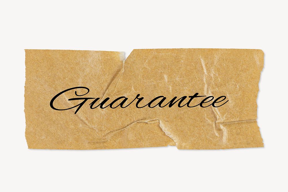 Guarantee word, brown washi tape paper clipart