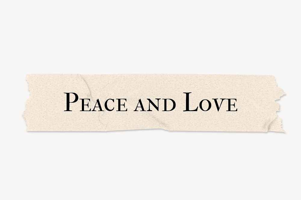 Peace and love word, paper tape clipart