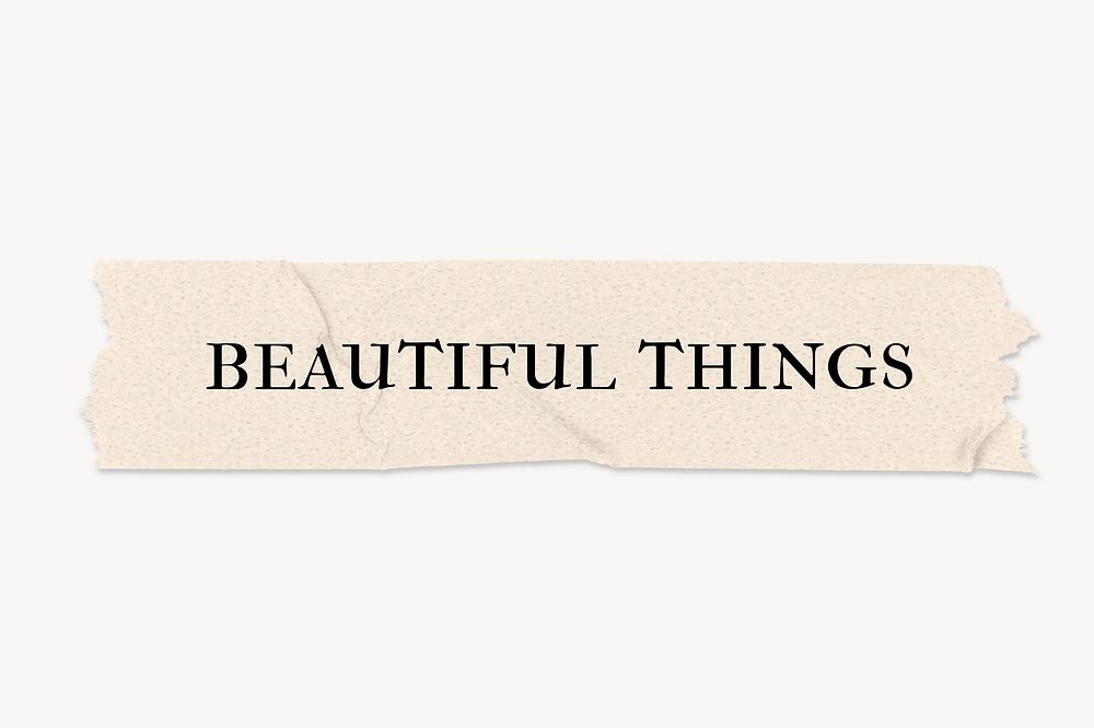 Beautiful things word, paper tape collage element psd