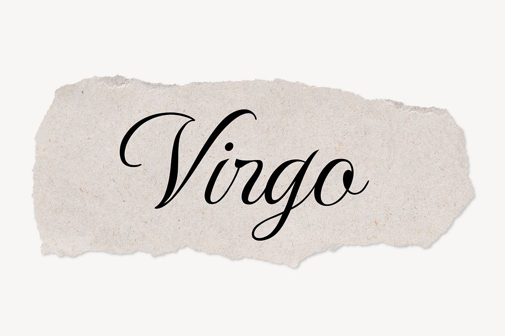 Virgo word typography, DIY torn paper clipart