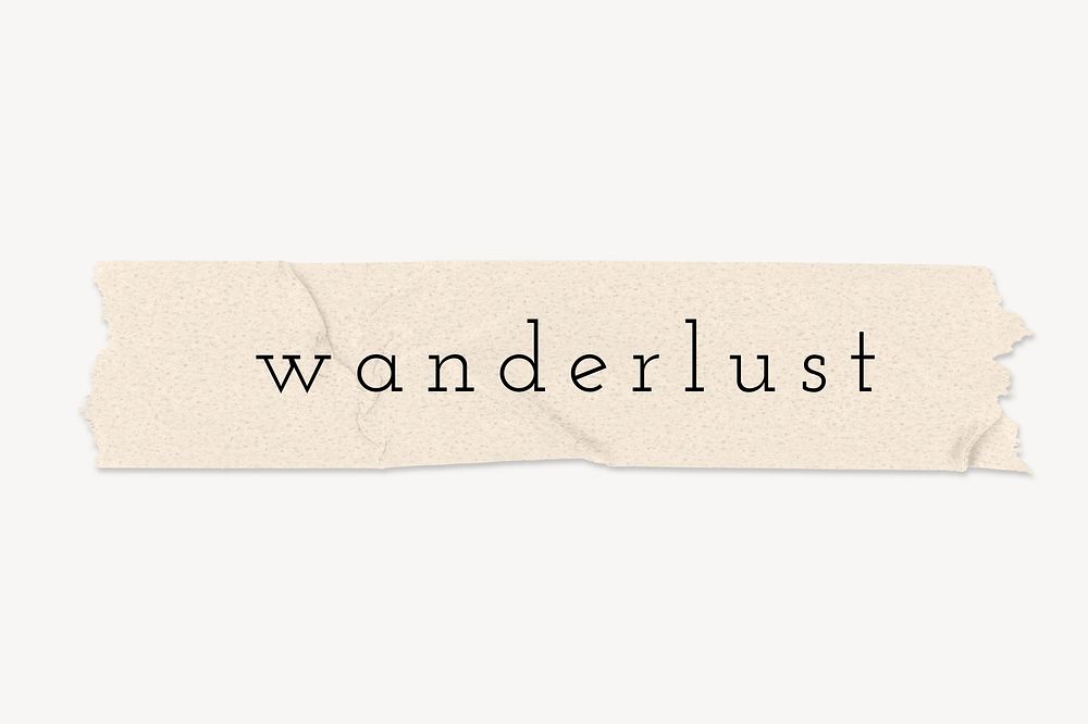 Wanderlust word, paper tape collage element psd