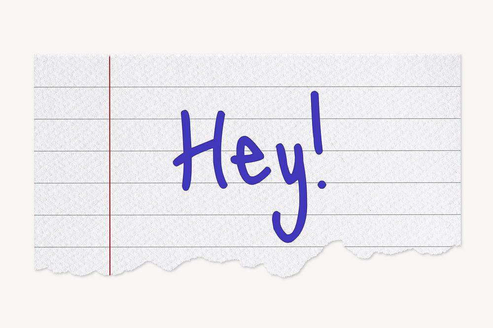 Hey! word, lined note paper, stationery clipart