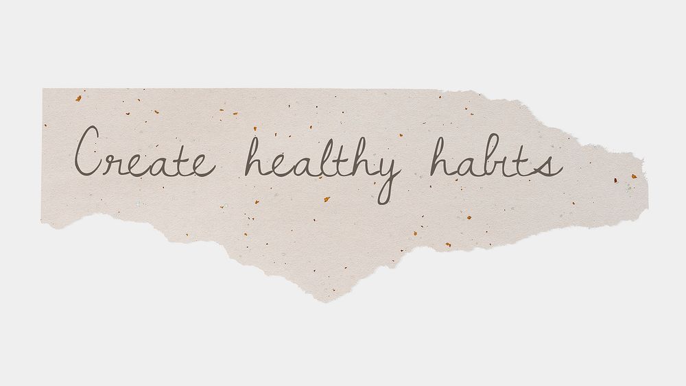 White torn paper template, DIY stationery with editable quote psd, create healthy habits