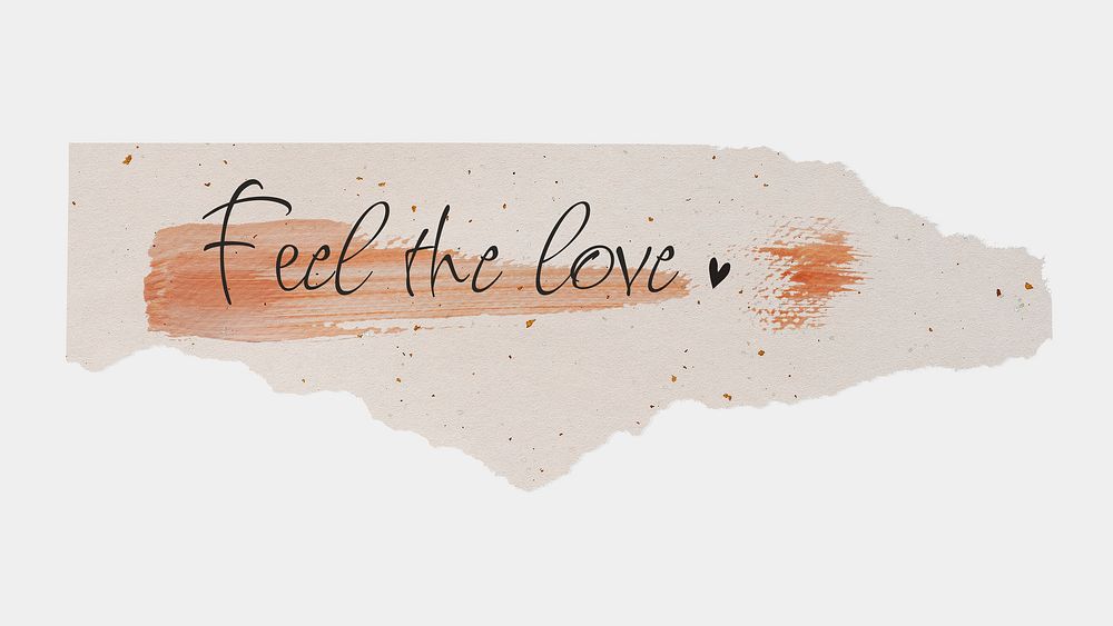 Torn paper template, DIY stationery with editable quote psd, feel the love