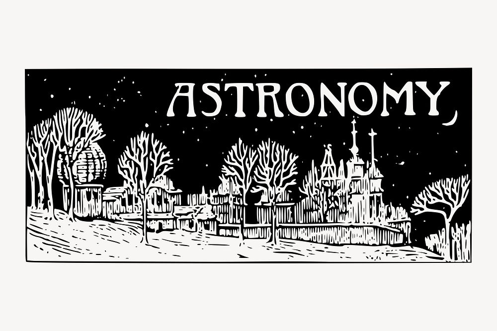 Astronomy towers sticker, vintage illustration psd. Free public domain CC0 image.