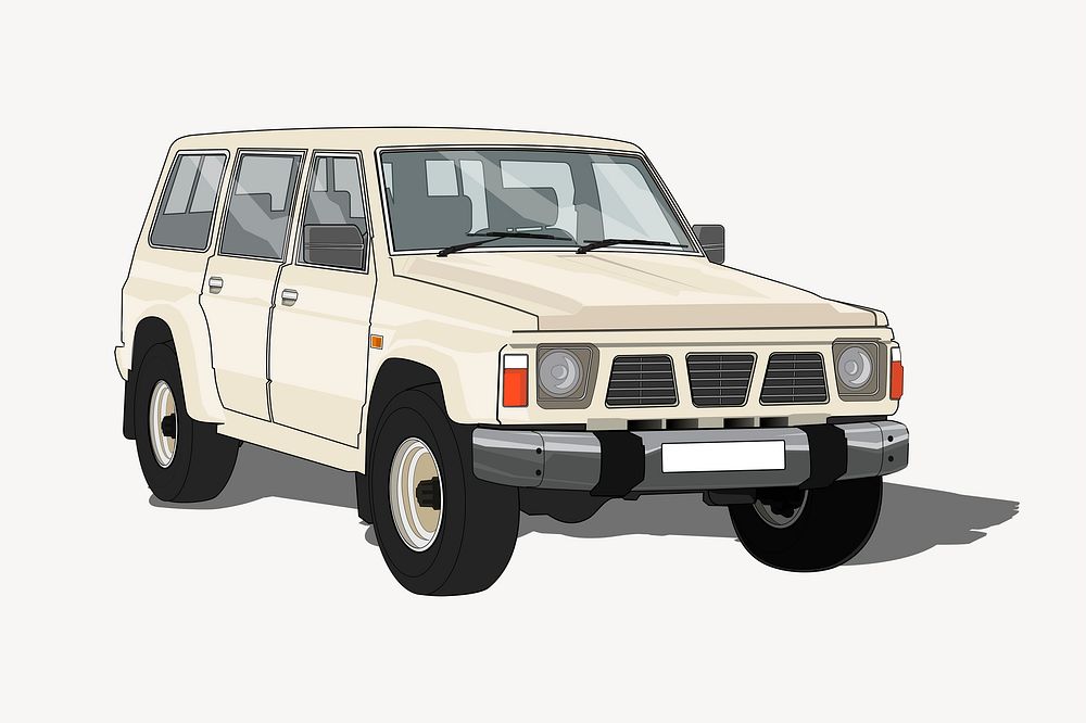 Beige car clipart, vehicle illustration vector. Free public domain CC0 image.