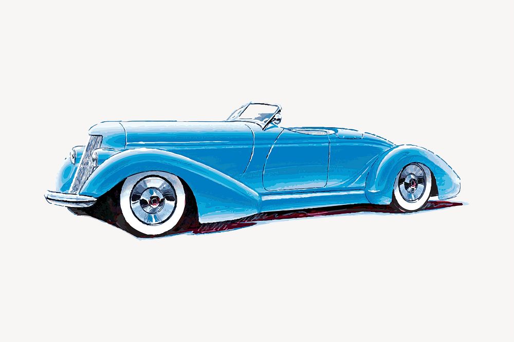 Classic speedster car clipart, vehicle illustration vector. Free public domain CC0 image.