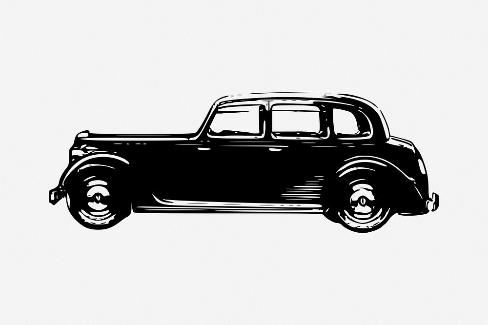 Classic car drawing, vehicle illustration. Free public domain CC0 image.