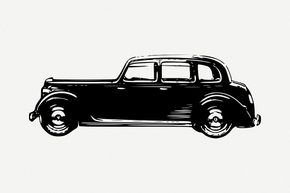 Classic car drawing, vehicle illustration psd. Free public domain CC0 image.
