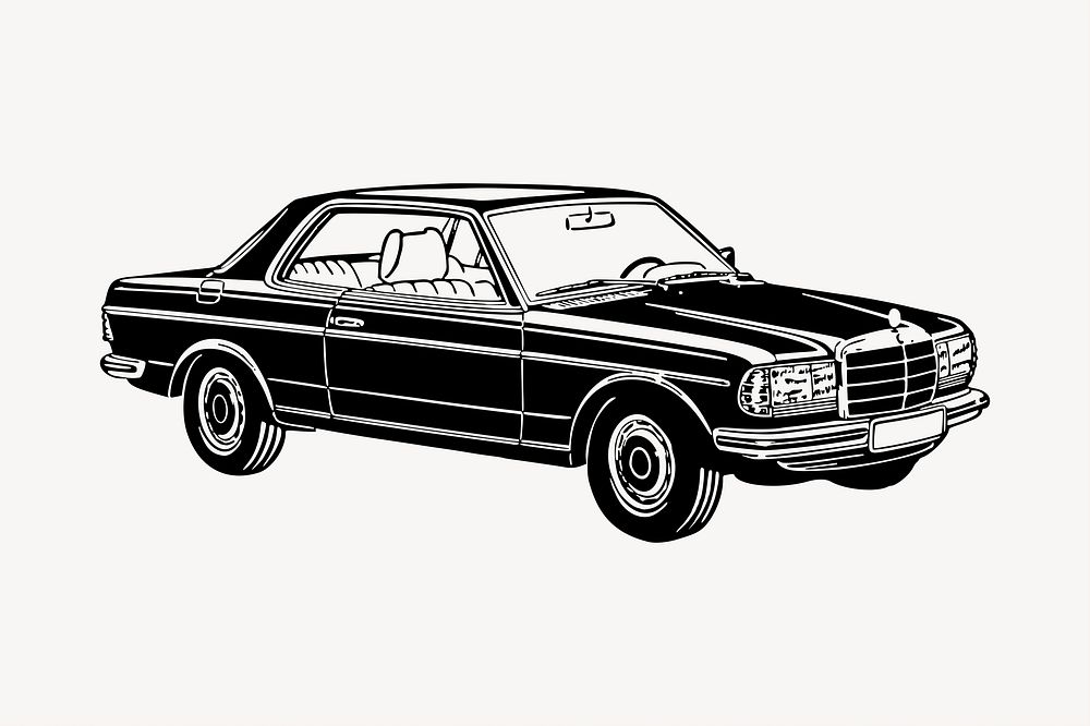 Classic car drawing, vehicle illustration psd. Free public domain CC0 image.
