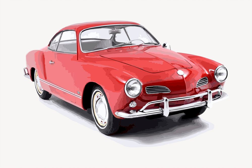 Red classic car clipart, vehicle illustration vector. Free public domain CC0 image.